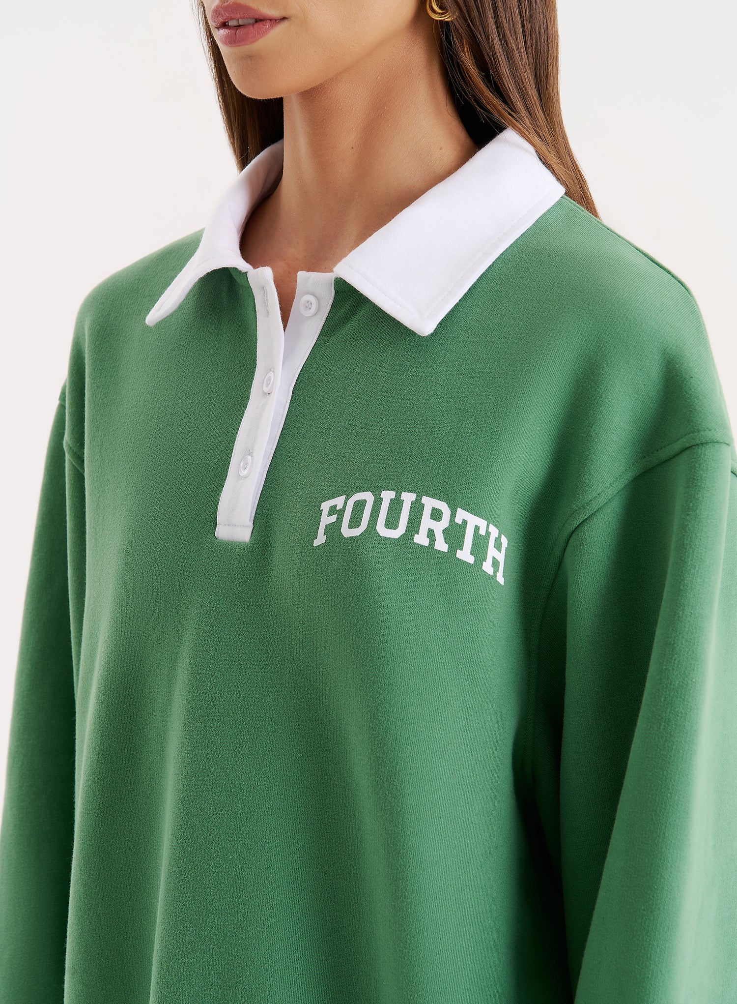 Green Branded Polo Sweatshirt